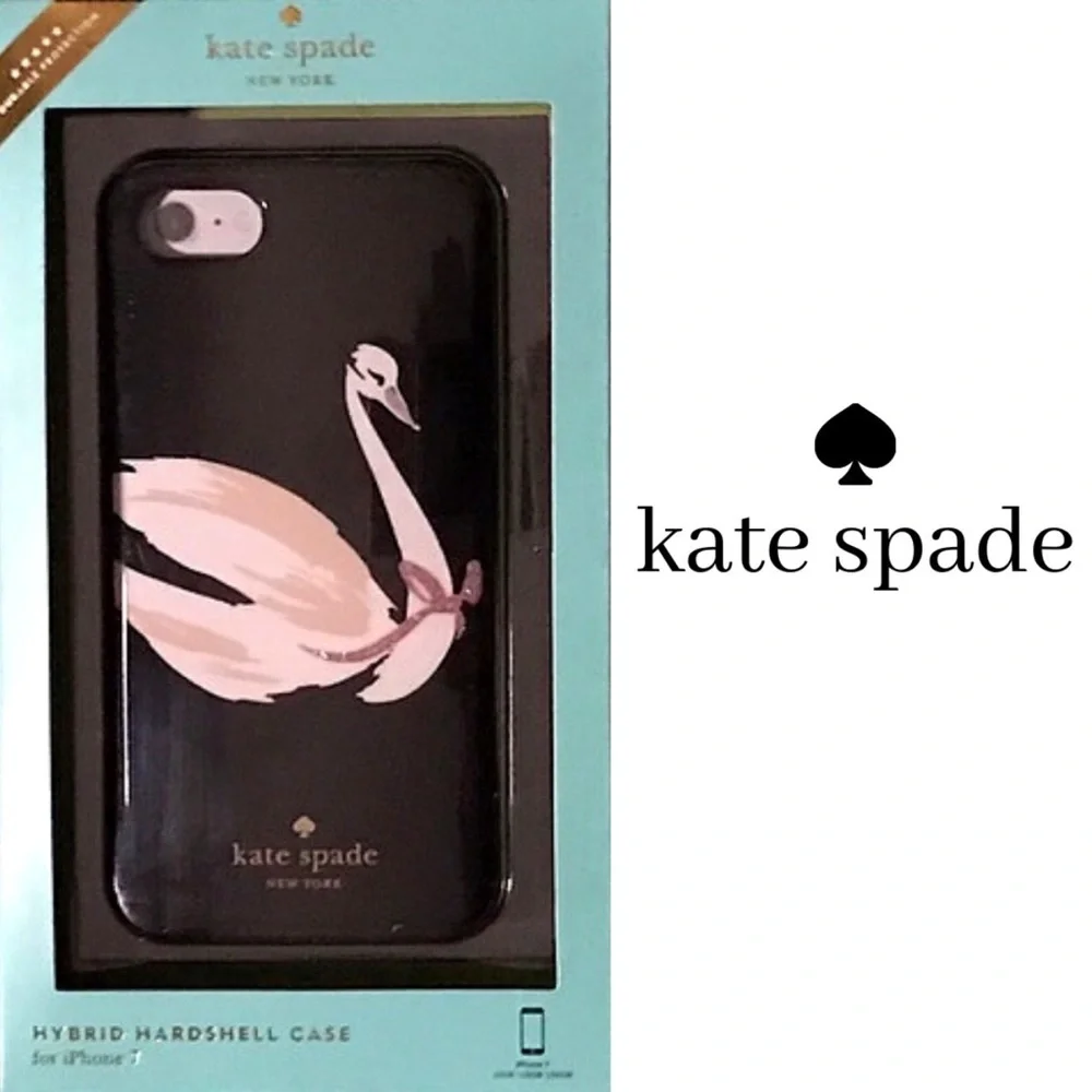 Kate Spade Swan Around iPhone Hybrid Hardshell 7 Plus Case New! Pink Black